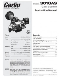 301GAS Gas Burner Instruction Manual<br><br>