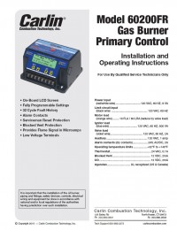 60200FR (New Style) Gas Primary Control Instruction Manual